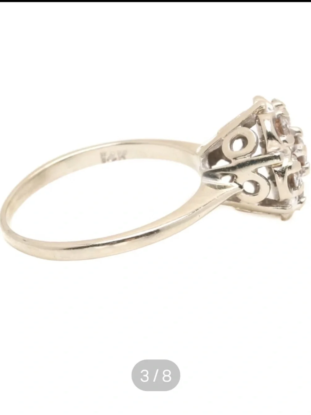 14K White Gold Diamond Ring - Picture 2 of 7